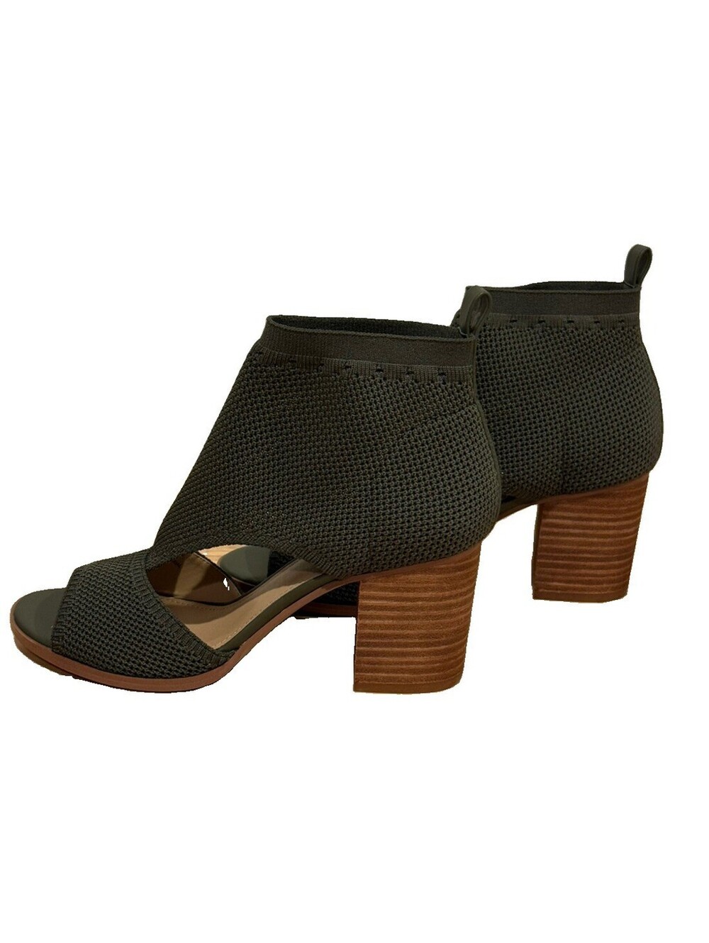 Violet & Red Tylar Womens 8.5 Olive Green Knit Block Heel Sandals Open Toe